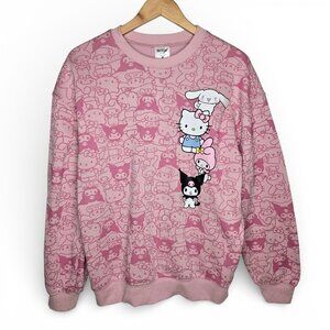 Hello Kitty and Friends Pullover Sweater Women Allover Print Chunky Graphic M